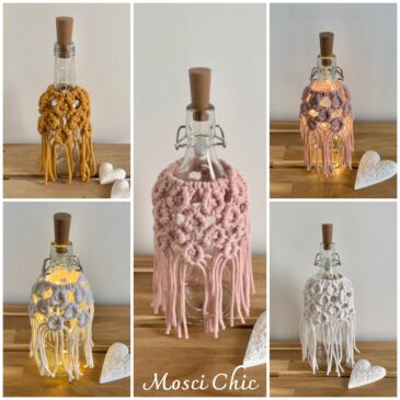 Lichterflasche im Makramee-Style