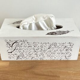 Kosmetikbox breit, antike Schrift