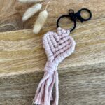 Schlüsselanhänger Herz Rosa Makramee