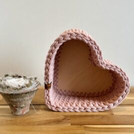Häkelkorb Makramee Herz Rosa 21