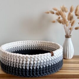 Häkelkorb Makramee Steel/Grey/White 30