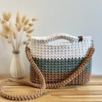 Häkel Tasche (Schultertasche) Alva (Caramel/Laurel/White)